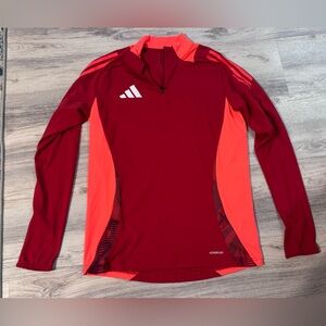 Adidas Aeroready Red and Orange Quarter Zip Long Sleeve Top